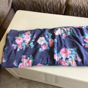 Blue Floral Stretch Knit Fabric
